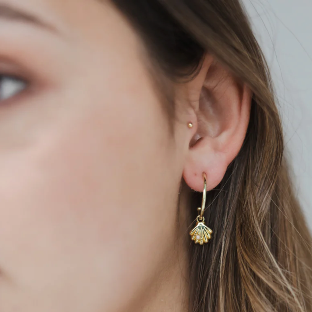 Super She Shell Hoop Studs