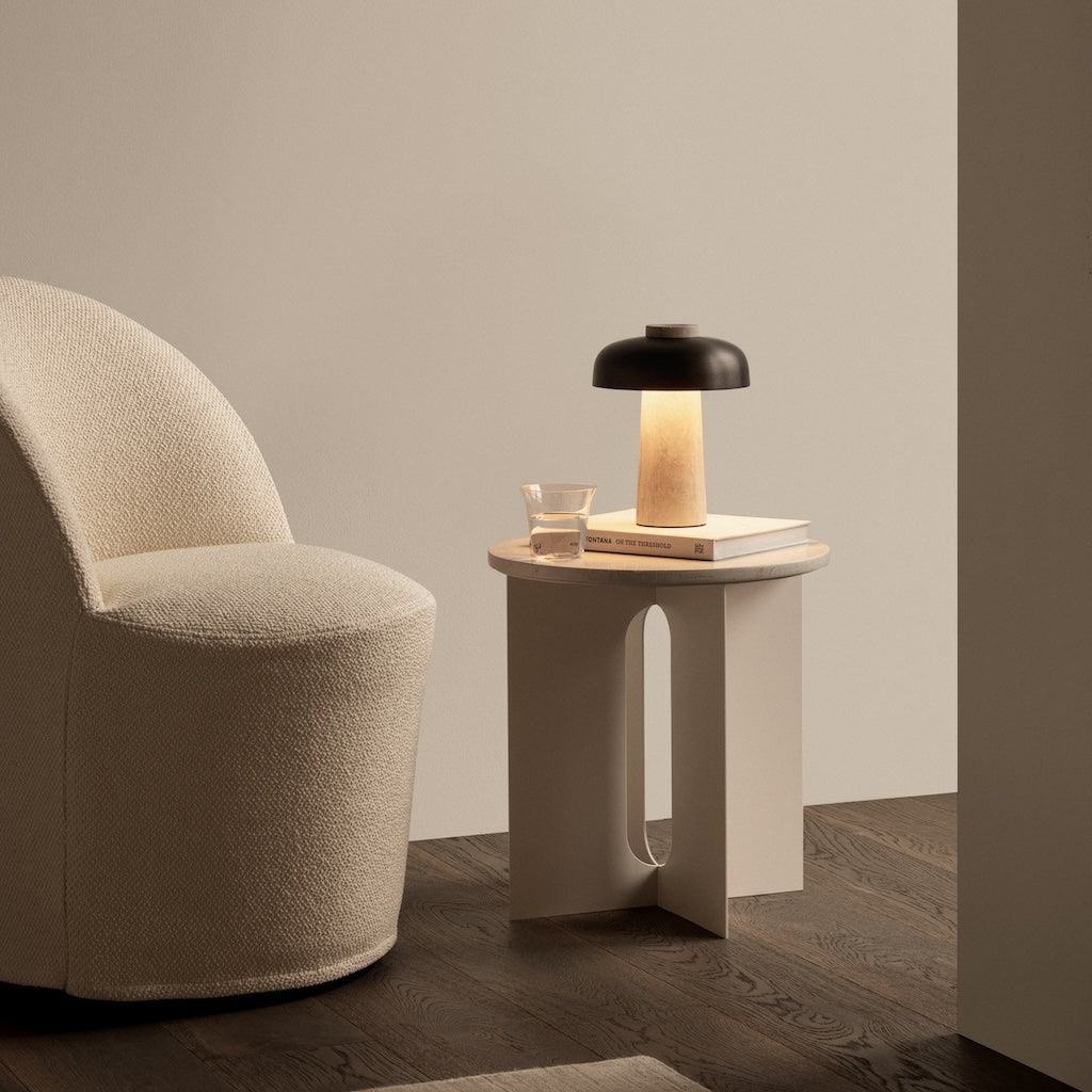 Reverse Table Lamp | Travertine & Bronzed Brass