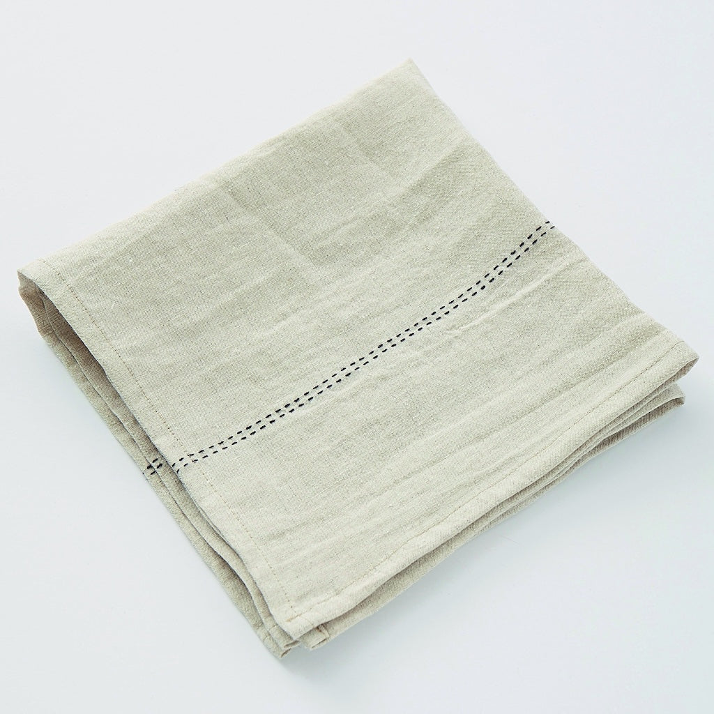 Rythmo Linen Napkins | Natural/Black