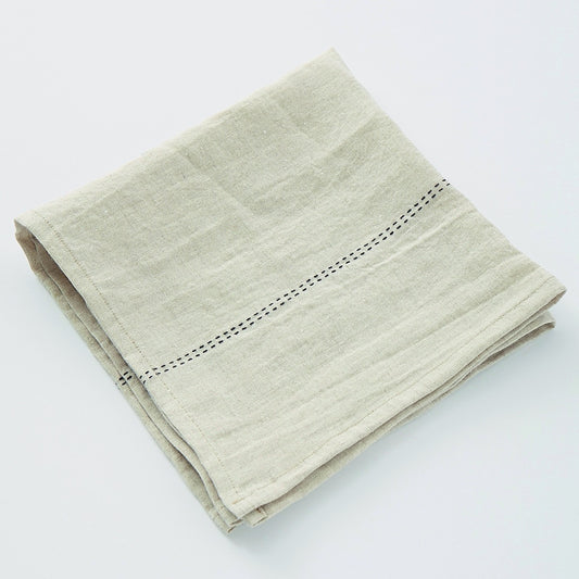 Rythmo Linen Napkins | Natural/Black