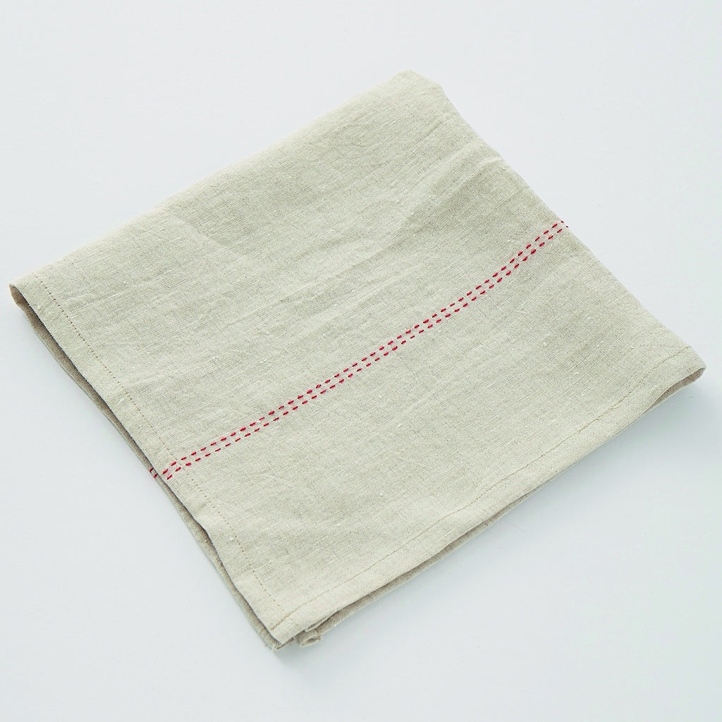 Rythmo Linen Napkins | Natural/Red