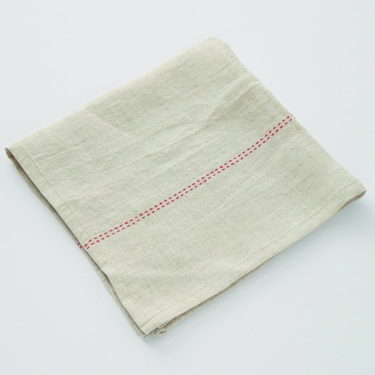 Rythmo Linen Napkins | Natural/Red
