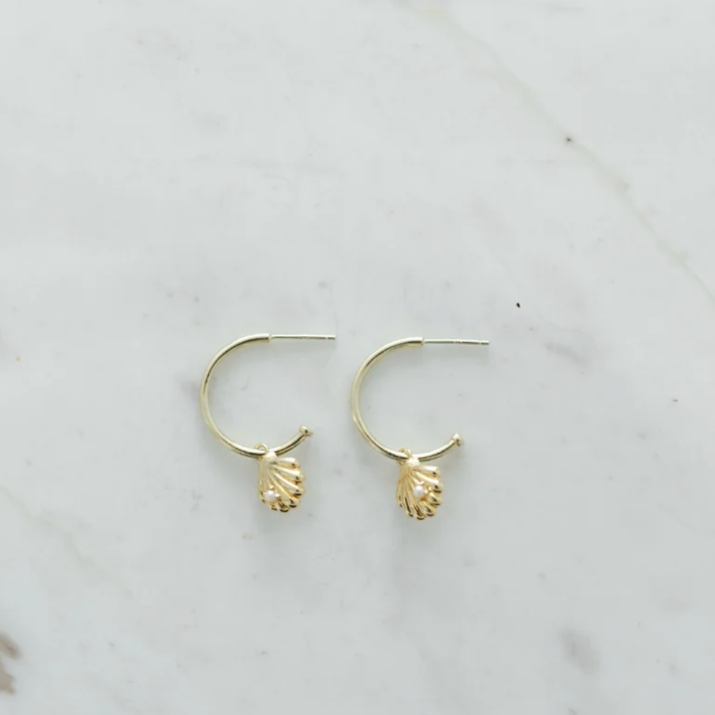 Super She Shell Hoop Studs