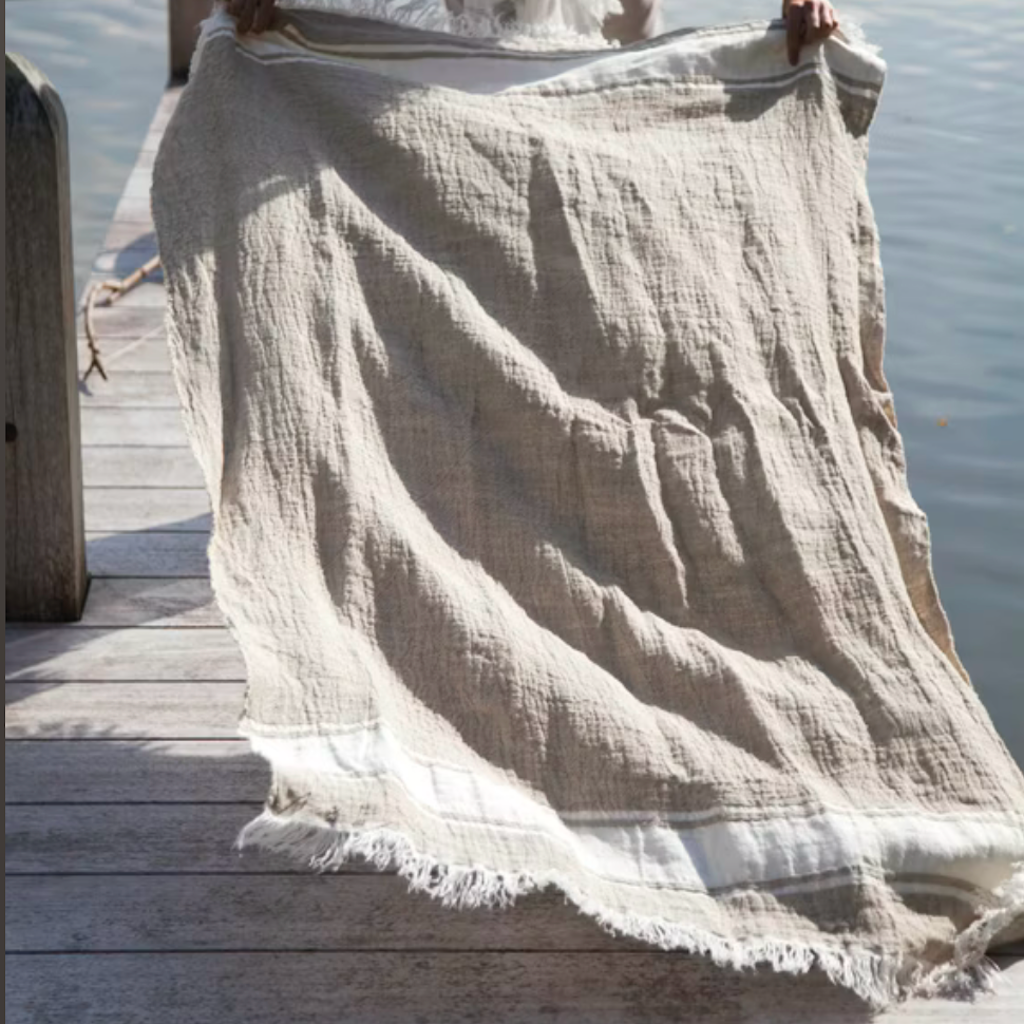 Belgian Fouta Throw | Flax Stripe