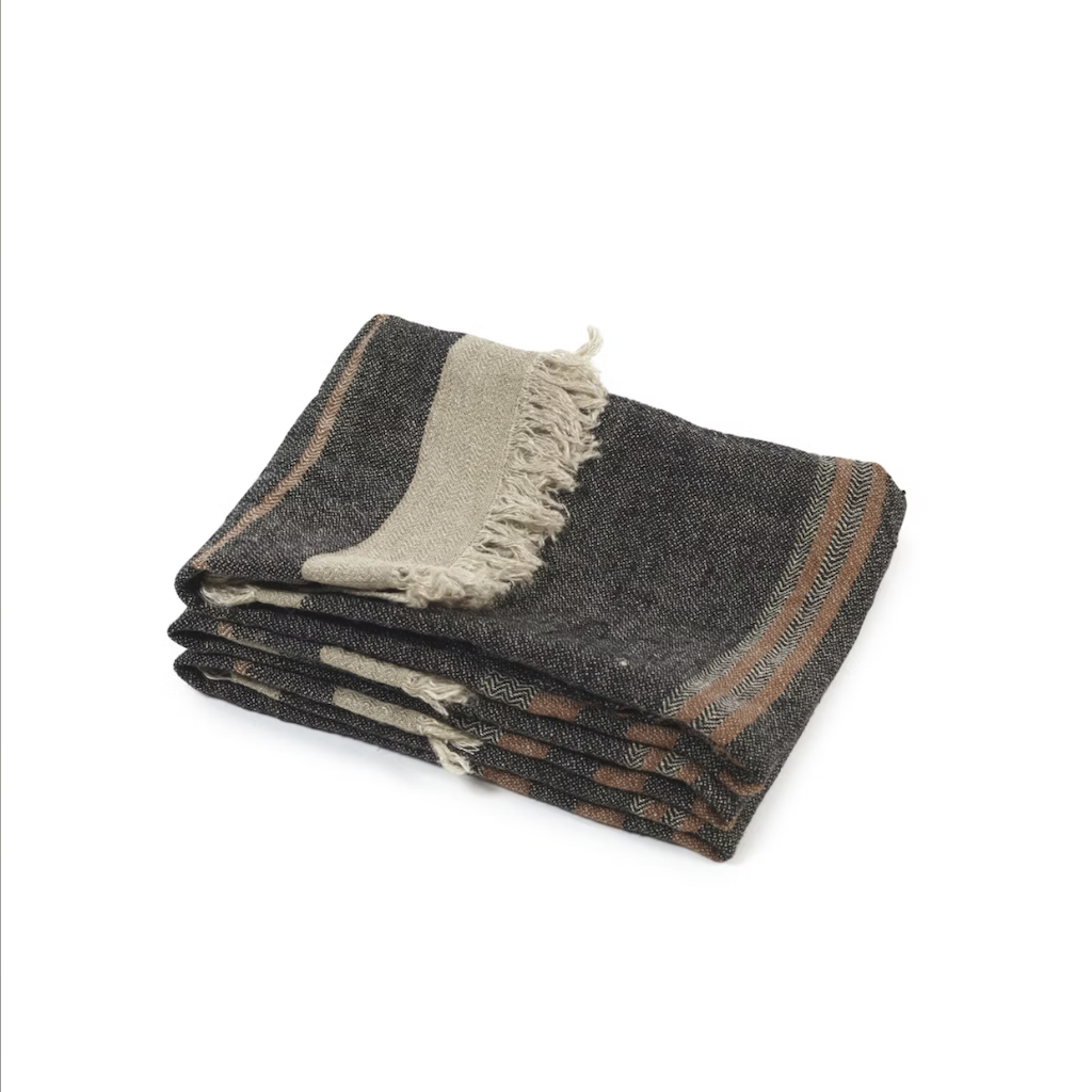 Belgian Fouta Guest Towel | Black Stripe
