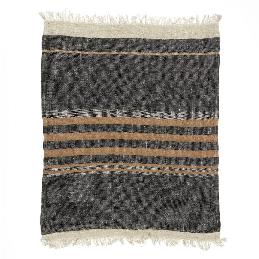 Belgian Fouta Guest Towel | Black Stripe
