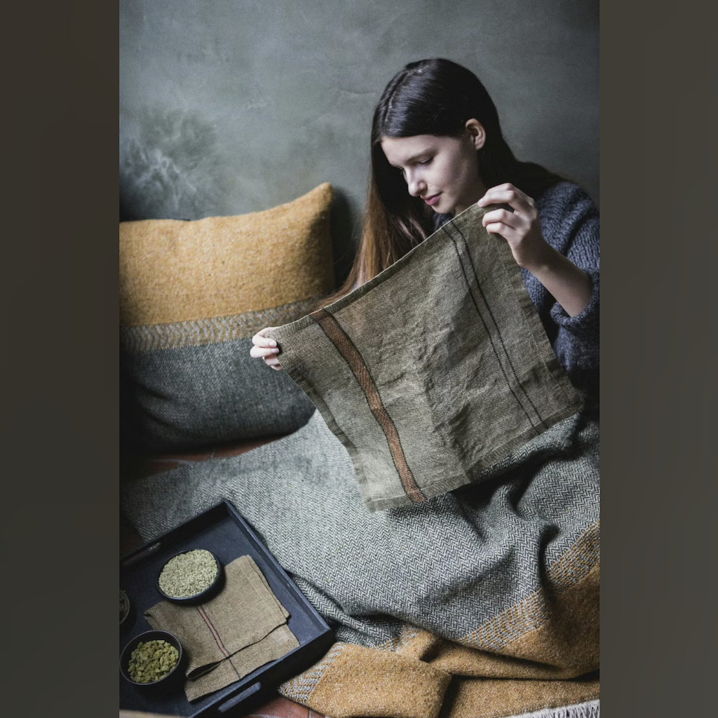 Linen Napkin | Green Stripe