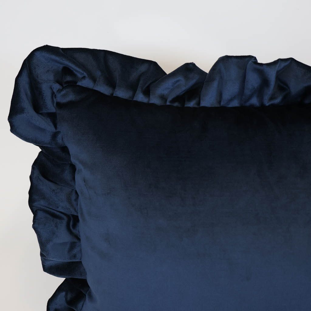 Velvet Pleat Cushion | Navy
