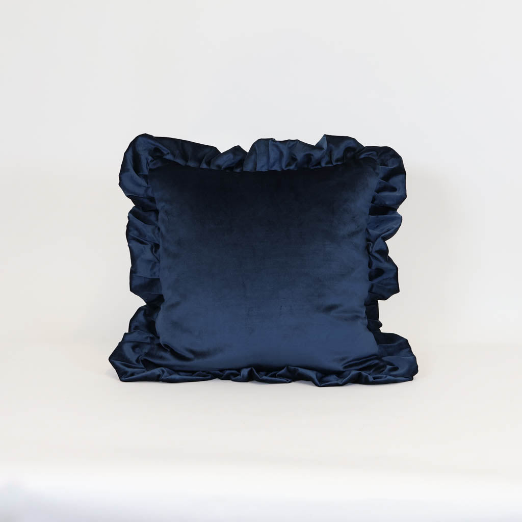 Velvet Pleat Cushion | Navy