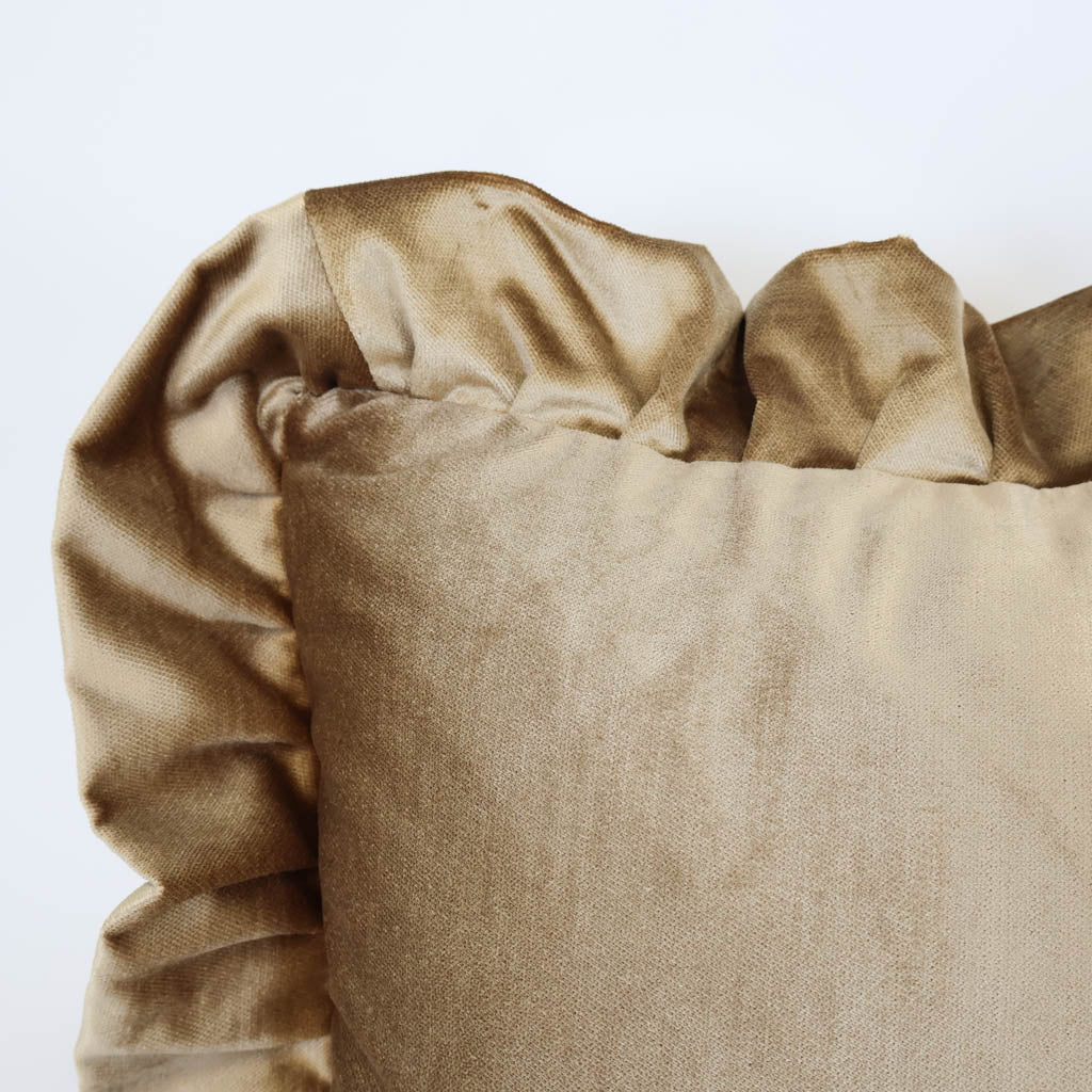 Velvet Pleat Lumber Cushion | Antique Gold