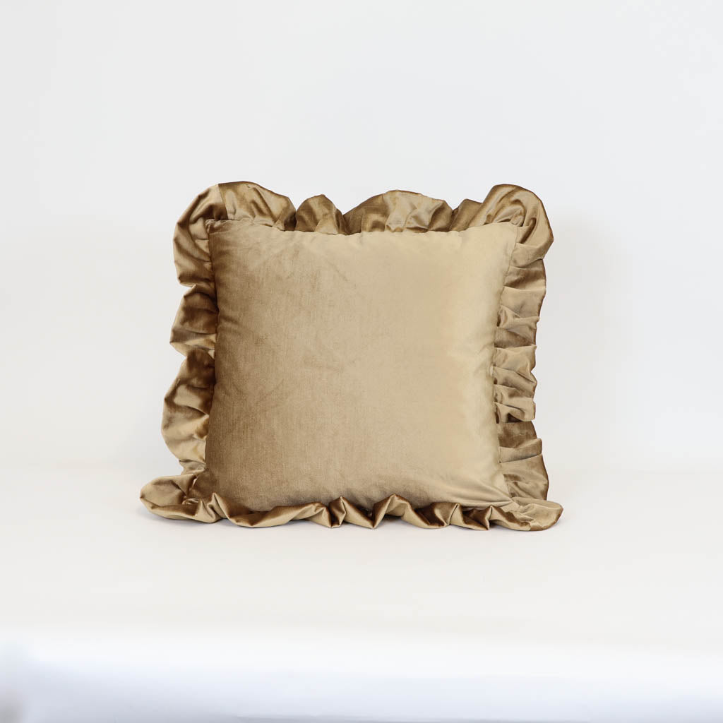 Velvet Pleat Cushion | Antique Gold