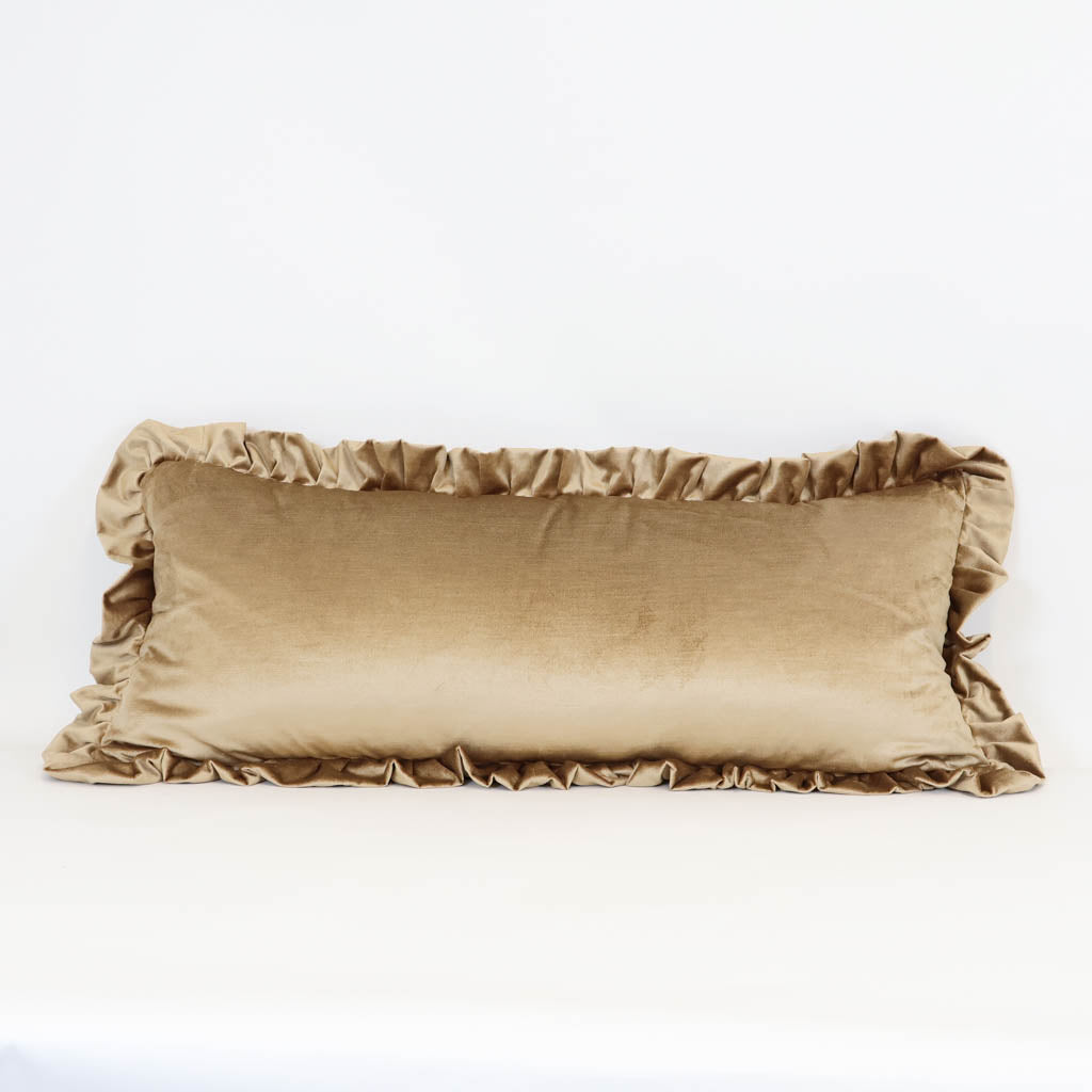 Velvet Pleat Lumber Cushion | Antique Gold