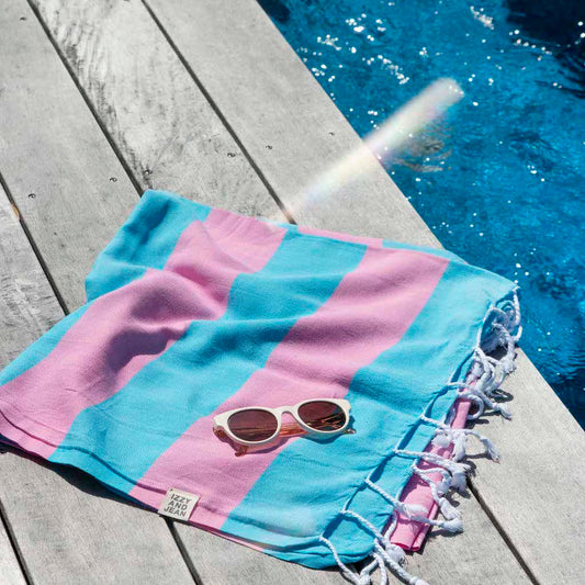 Santorini Towel  |  Marine & Hot Pink