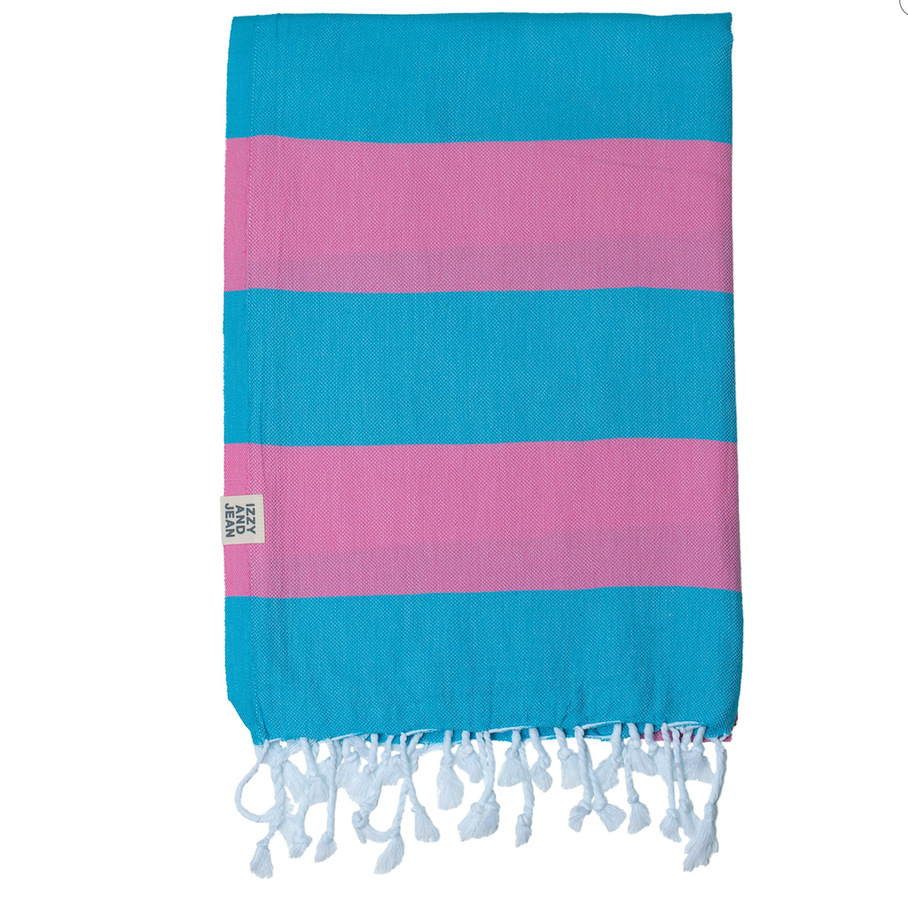 Santorini Towel | Turquoise & Hot Pink